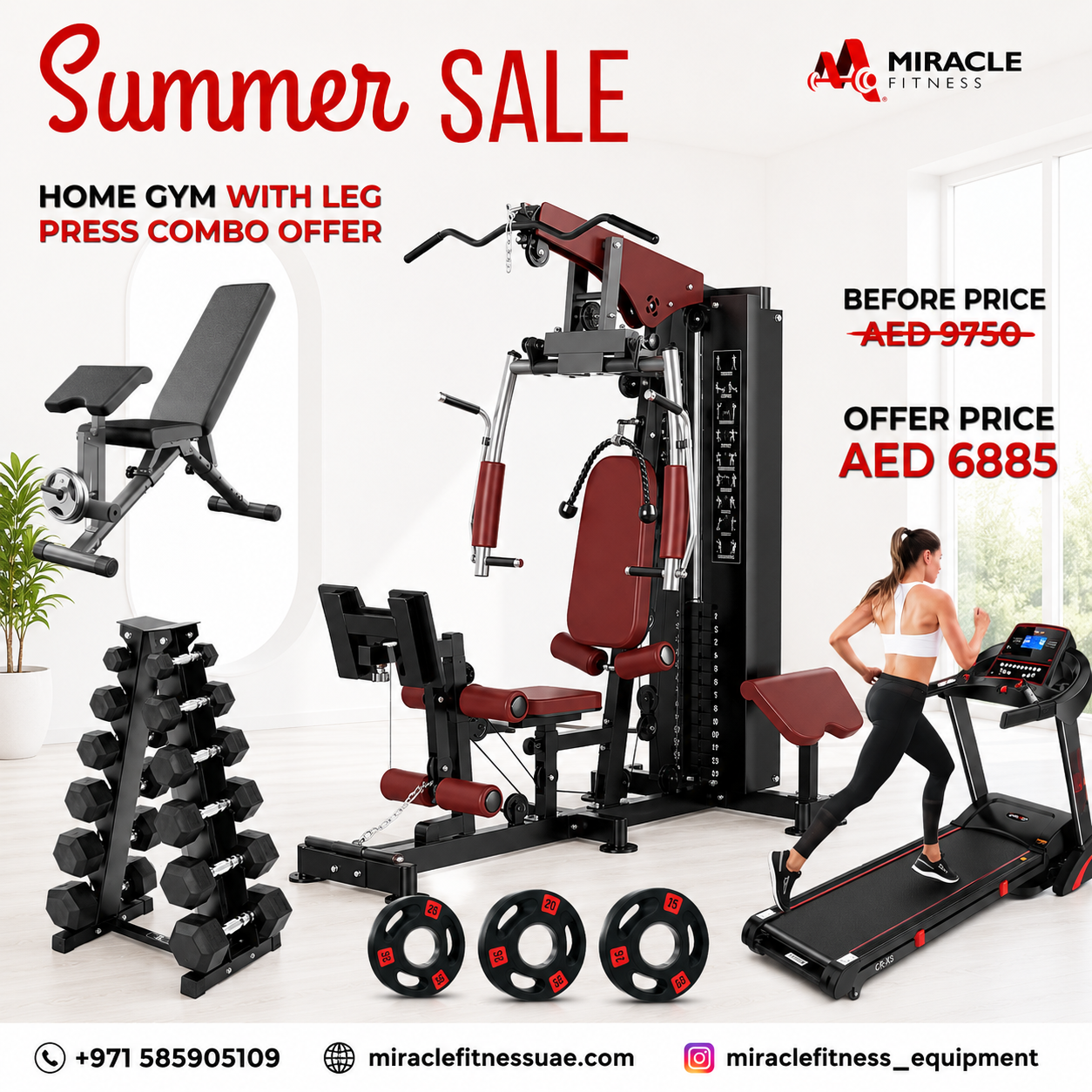 Miracle Fitness Home Gym Equipment with Leg Press Combo