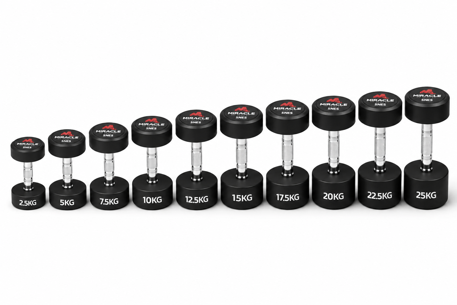 Miracle Fitness Premium Round Dumbbell Full Set 2.5Kg to 25Kg