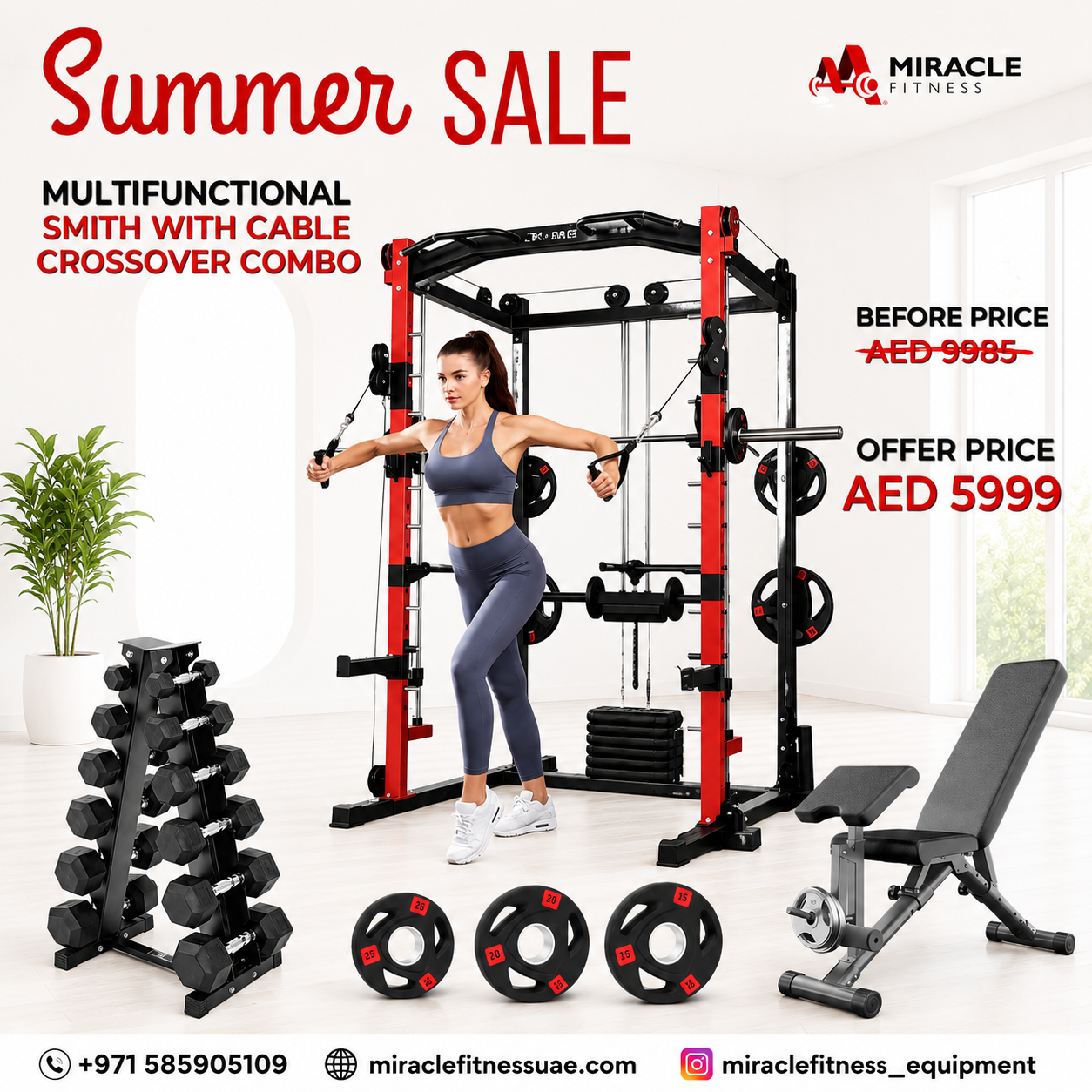 Miracle Fitness All in One Smith Multifunctional Trainer Combo Set