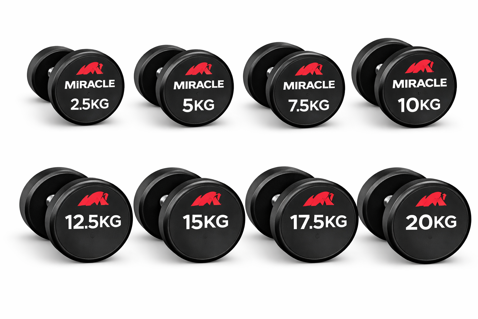 Miracle Fitness Premium Round Dumbbell Full Set 2.5kg to 20kg with Rack