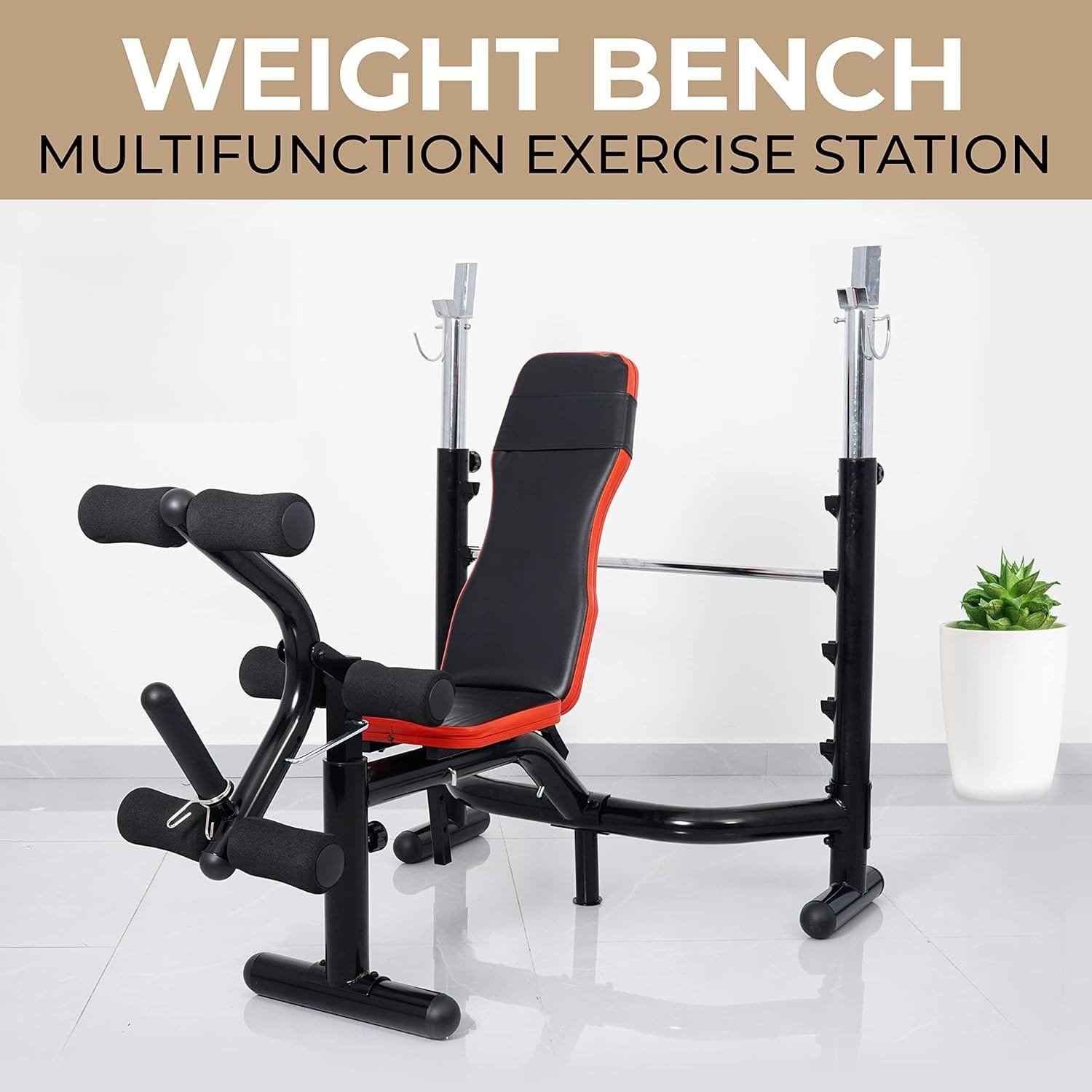 Miracle Fitness Heavy Duty Multi Functional Weight Lifting Bench with Rack