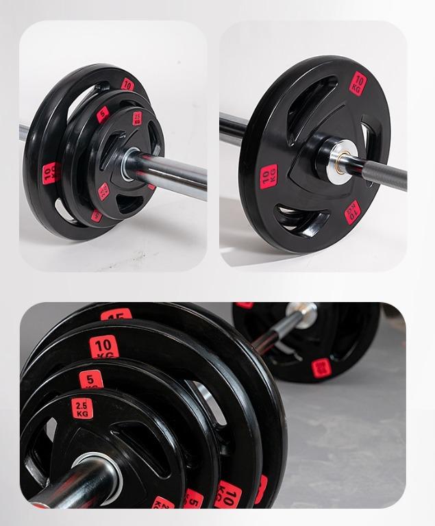 Miracle Fitness Tri Grip Olympic Plates Incl 7 Ft Olympic Bar Set | 100 kg