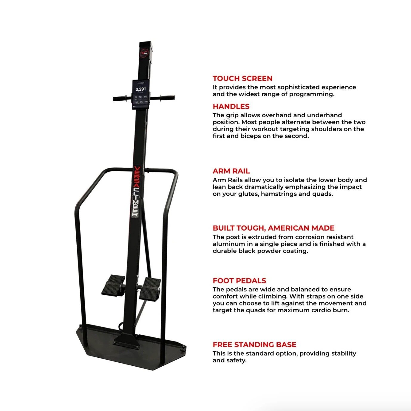VersaClimber Home Climber with H-TS Touchscreen & Free-Standing Base