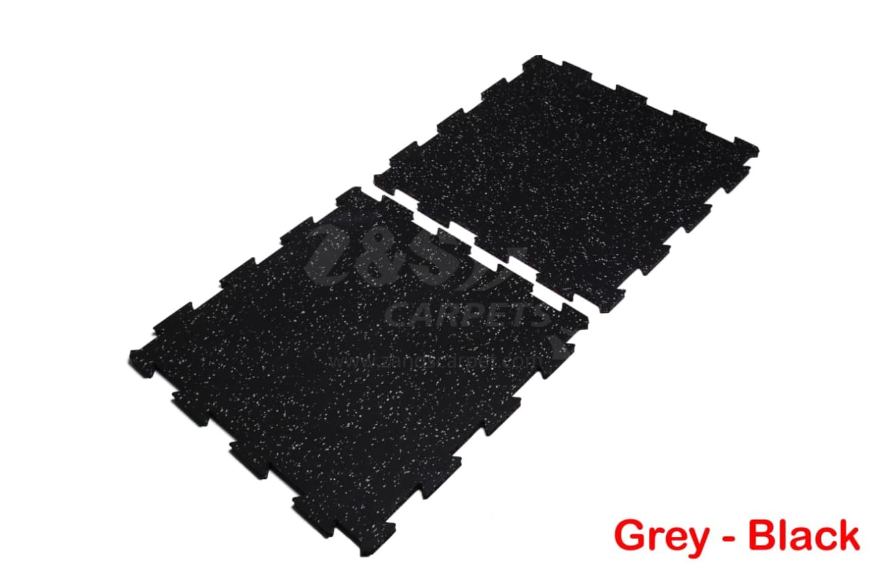EPDM Gym Flooring Tile Grey -  Black