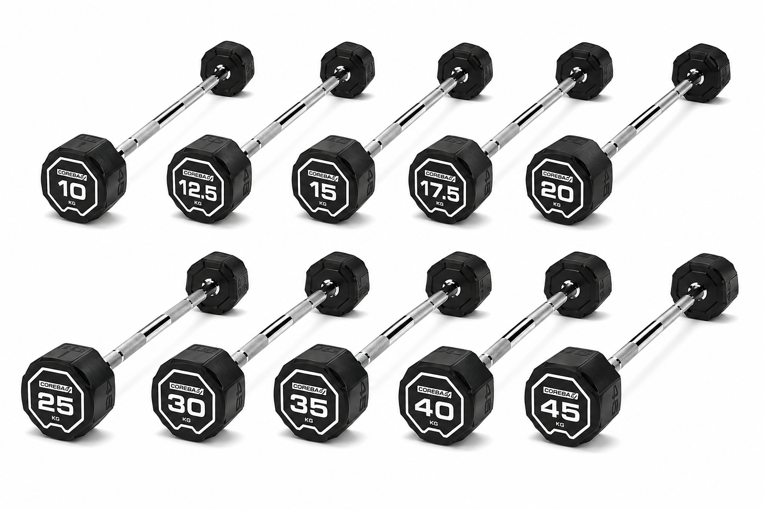 Escape Fitness Nucleus Urethane Straight Barbell Sets 10kg to 45kg USA