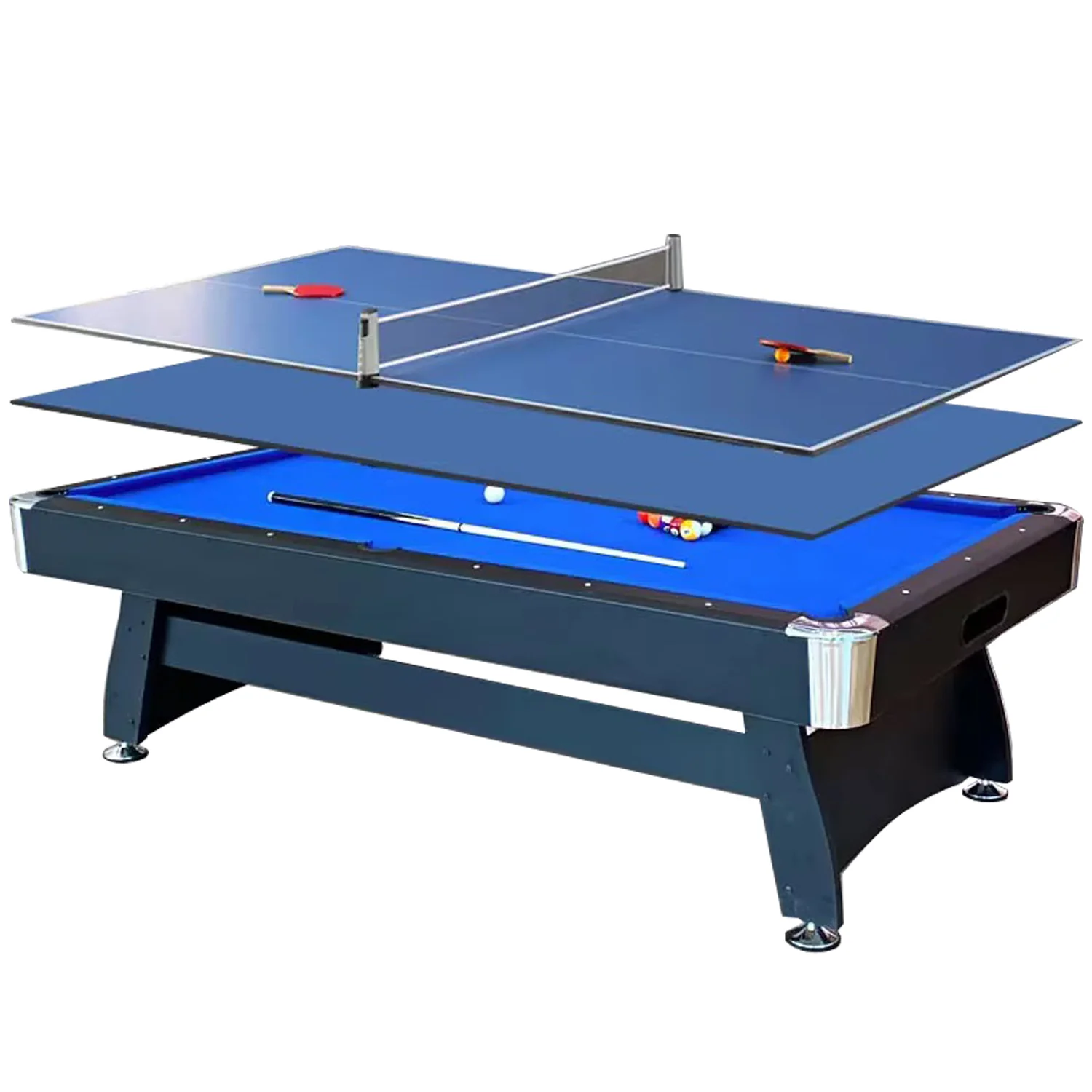 Miracle Fitness 7ft 3 IN 1 Billiard Pool Tables with Ping Pong Dining Table Convertible
