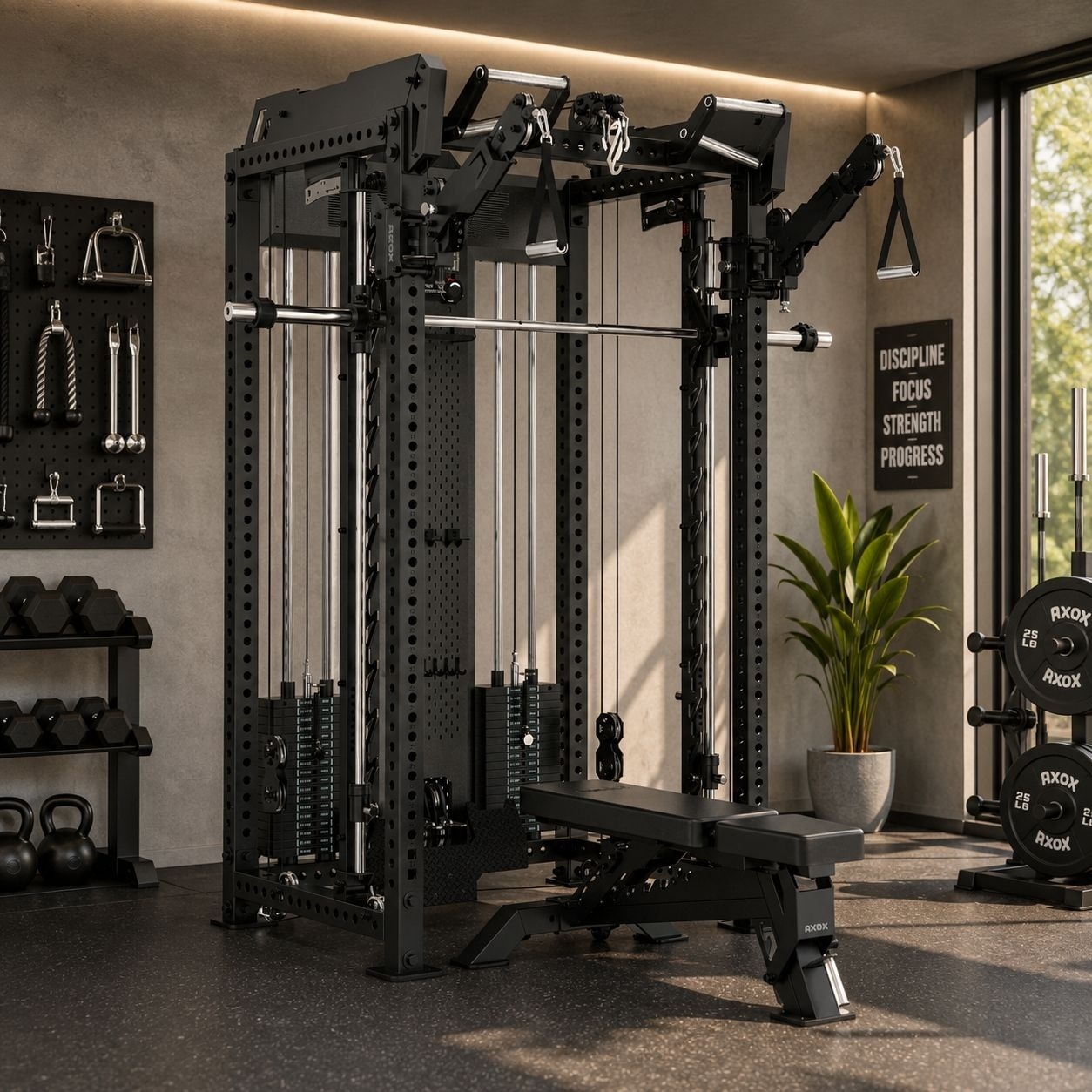 Axox Fitness R7 Pro Functional Trainer with Adjustable Bench