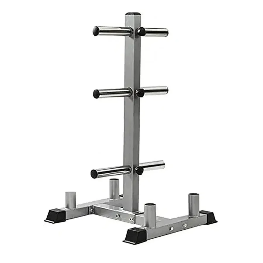 1441 Fitness 3 Tier Olympic Plate Tree With 4 Bar Holder