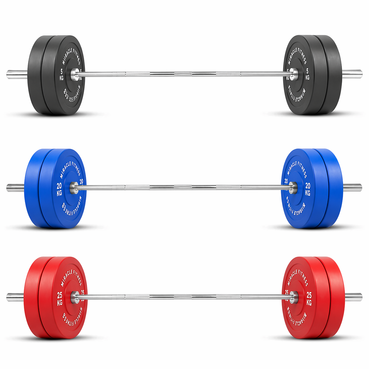 Miracle Fitness Color Bumper Plates 140Kg Bundle Set