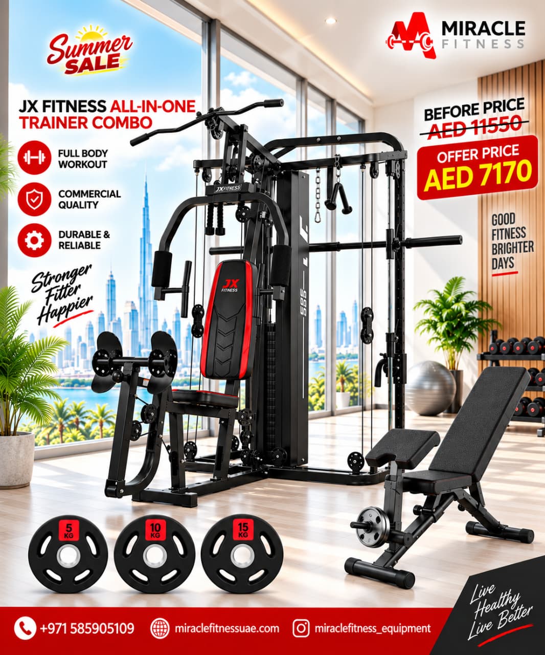JX Fitness All in One Functional Trainer Combo Set- JX-925