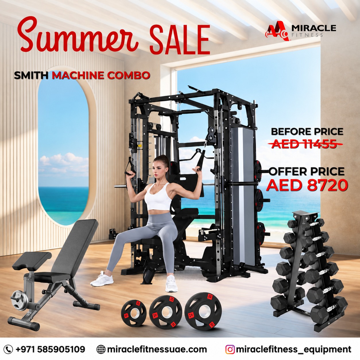 Miracle Fitness All-in-One Smith machine with Functional Trainer Combo Offer